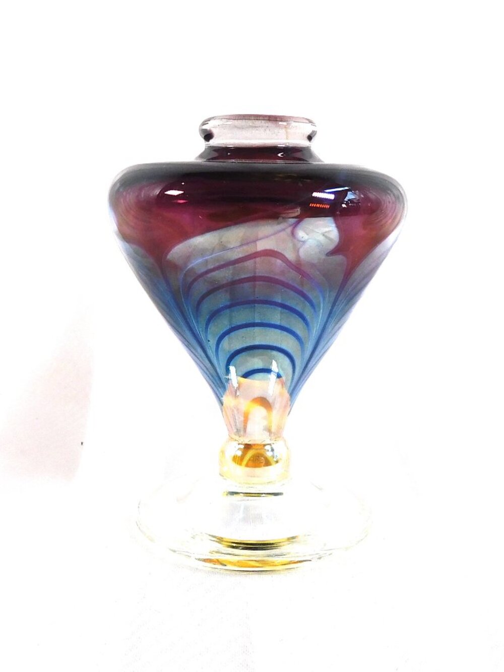 Signed Purple Art Glass Perfume Bottle with No Stopper # 26007